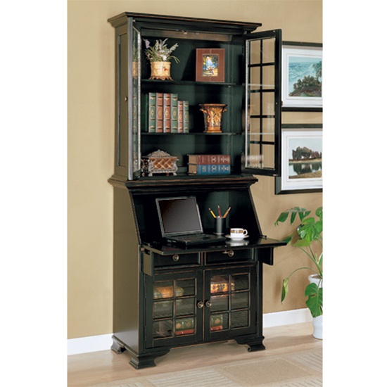 openbaring keuken Meerdere Classic Secretary Computer Desk with Hutch in Black Finish by Coaster -  800367
