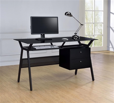 Black Metal and Glass Desk by Coaster - 800436