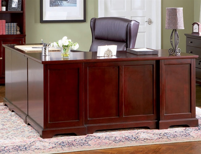 L Shaped Home Office Desk In Rich Cherry Finish By Coaster