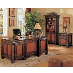 3 Piece Home Office Executive Set in Dark Two Tone Finish by Coaster - 800701S