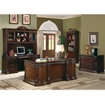 Tucker 5 Piece Traditional Home Office Executive Set in Rich Brown Finish by Coaster - 800800-S