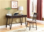 2 Piece Home Office Set in Brushed Pecan and Antique Brass Finish by Coaster - 801126