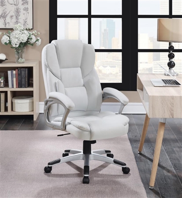 White Leatherette Adjustable Height Office Chair by Coaster - 801140
