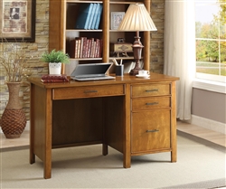 Built in Power Outlets Office Desk in Honey Finish by Coaster - 801198