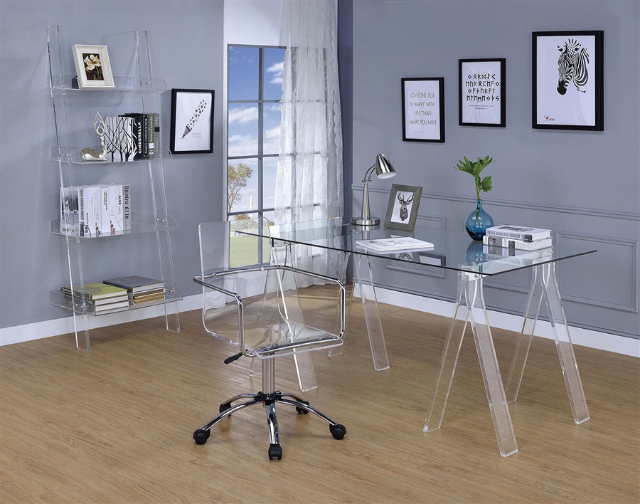 Amaturo Home Office Desk In Clear Acrylic By Coaster 801535