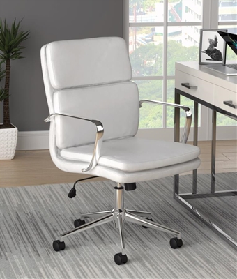 White Leatherette Adjustable Height Office Chair by Coaster - 801767