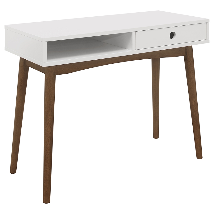Bradenton 1-Drawer Wood Writing Desk in White and Walnut Finish by ...