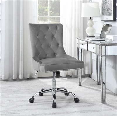Grey Velvet Adjustable Height Office Chair by Coaster - 801994