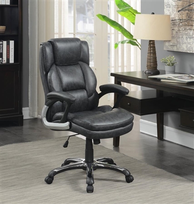 Grey Leatherette High Back Adjustable Height Office Chair by Coaster - 881183