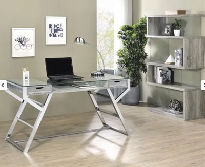 Emelle 2 Piece Home Office Set in Grey Driftwood Finish by Coaster - 882116-S