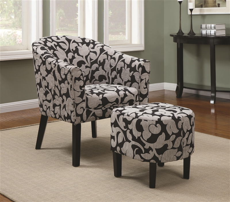 Black And White Floral Fabric Accent Chair By Coaster 902062