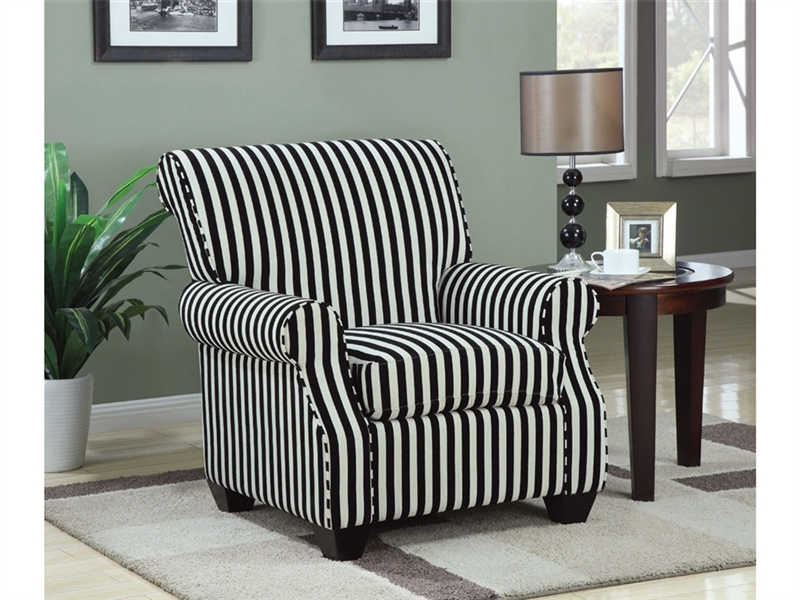 Black and White Stripe Fabric Accent Chair by Coaster 902085