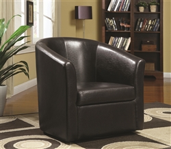 Swivel Accent Chair in Brown Vinyl Upholstery by Coaster - 902098