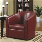 Swivel Accent Chair in Red Vinyl Upholstery by Coaster - 902099