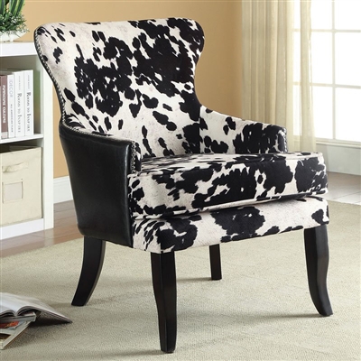 Accent Chair in Black and White Cow Pattern Fabric by Coaster - 902169