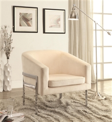 Cream Velvet Fabric Accent Chair by Coaster - 902535