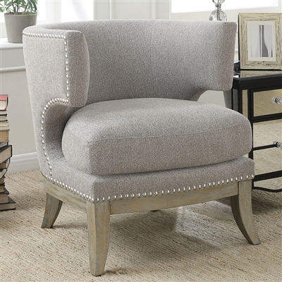Barrel Back Accent Chair in Grey Chenille Fabric by Coaster - 902560