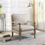 Accent Chair in Beige Linen-Like Fabric and Dark Oak Finish by Coaster - 903058