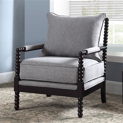 Accent Chair in Grey Linen-Like Fabric and Cappuccino Finish by Coaster - 903824