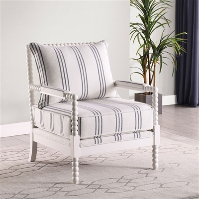 Accent Chair in White Linen-Like Fabric and White Finish by Coaster - 903835
