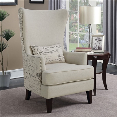 Accent Chair in Cream Linen-Like Fabric by Coaster - 904047