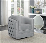 Swivel Accent Chair in Grey Velvet Fabric by Coaster - 904087