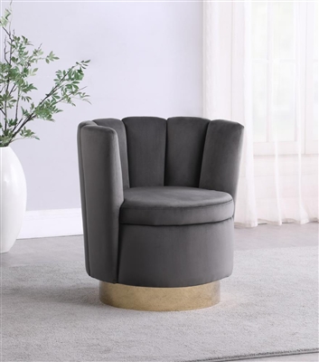 Swivel Accent Chair in Grey Velvet Fabric by Coaster - 905649