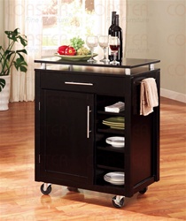 Compact Kitchen Island Black and Nickel Finish by Coaster - 910012