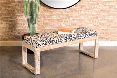 Abstract Accent Bench in Patterned Linen Like Fabric Fabric by Coaster - 914138