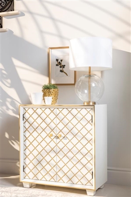 Accent Cabinet in White and Gold Finish by Coaster - 953286
