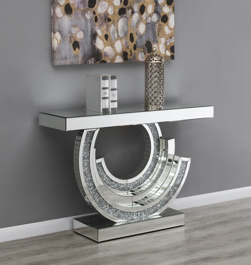 Coaster Mirrored Accent Console Table in Silver 