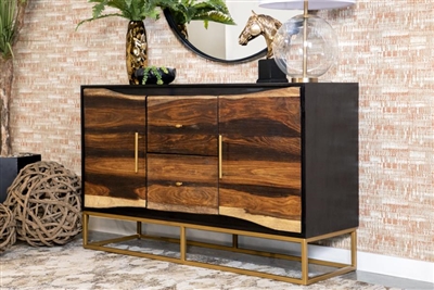 57 Inch Accent Cabinet in Black and Walnut Finish by Coaster - 953466