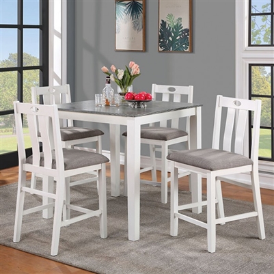 Dunseith 5 Piece Counter Height Dining Set in White/Gray Finish by Furniture of America - FOA-3388PT-5PK