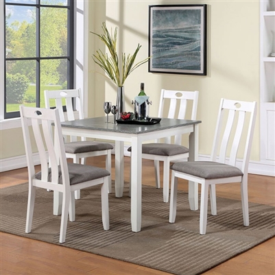 Dunseith 5 Piece Dining Room Set in White/Gray Finish by Furniture of America - FOA-3388T-5PK