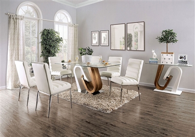 Cilegon 5 Piece Dining Room Set in White/Natural Tone Finish by Furniture of America - FOA-3748