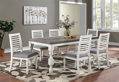 Calabria 7 Piece Dining Room Set in Antique White/Gray Finish by Furniture of America - FOA-3908