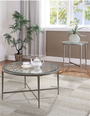 Freja 2 Piece Occasional Table Set in Silver by Furniture of America - FOA-4743-2PK