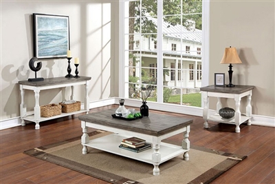 Calandra 2 Piece Occasional Table Set in Antique White/Gray by Furniture of America - FOA-4908-2PK