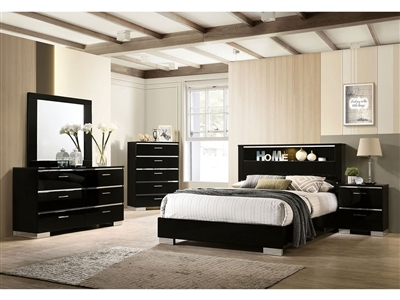 Carlie 6 Piece Bedroom Set in Black/Chrome Finish by Furniture of America - FOA-7039