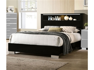 Carlie Bed in Black/Chrome Finish by Furniture of America - FOA-7039-B