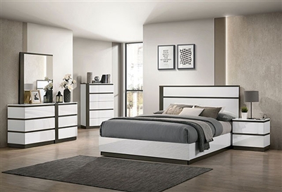Birsfelden 6 Piece Bedroom Set in White/Metallic Gray Finish by Furniture of America - FOA-7225WH