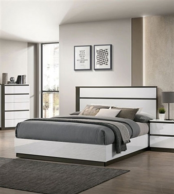 Birsfelden Storage Bed in White/Metallic Gray Finish by Furniture of America - FOA-7225WH-DR-B