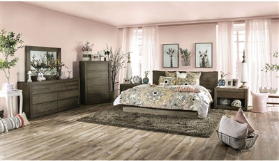 Bridgewater 6 Piece Bedroom Set in Light Walnut Finish by Furniture of America - FOA-7490