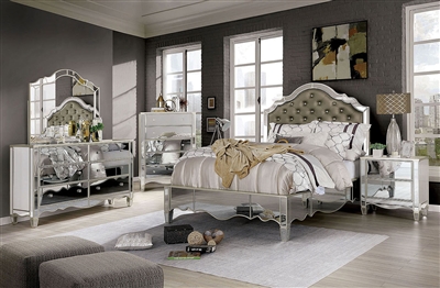 Eliora 6 Piece Bedroom Set in Silver Finish by Furniture of America - FOA-7890