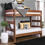 Arlette Twin/Twin Bunk Bed in Mahogany Finish by Furniture of America - FOA-AM-BK100