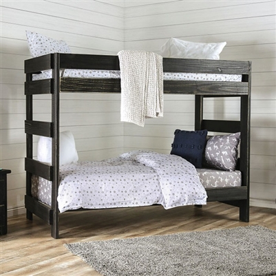 Arlette Twin/Twin Bunk Bed in Black Finish by Furniture of America - FOA-AM-BK100BK