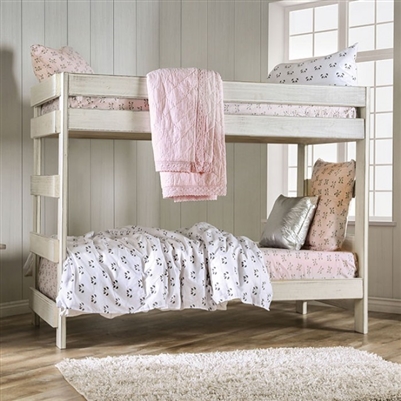 Arlette Twin/Twin Bunk Bed in White Finish by Furniture of America - FOA-AM-BK100WH
