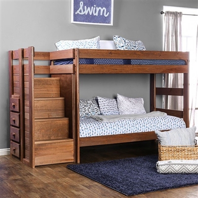 Ampelios Twin/Twin Bunk Bed in Mahogany Finish by Furniture of America - FOA-AM-BK102