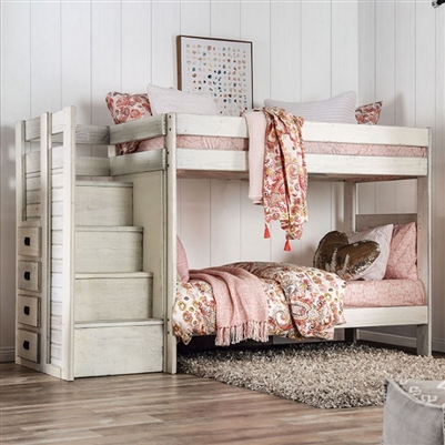 Ampelios Twin/Twin Bunk Bed in White Finish by Furniture of America - FOA-AM-BK102WH