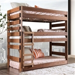 Pollyanna Twin Triple Bunk Bed in Mahogany Finish by Furniture of America - FOA-AM-BK500